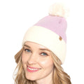 Empire Cove Winter Ribbed Knit Beanie with Faux Fur Pom Pom Hats Gifts for Her-Lavender-