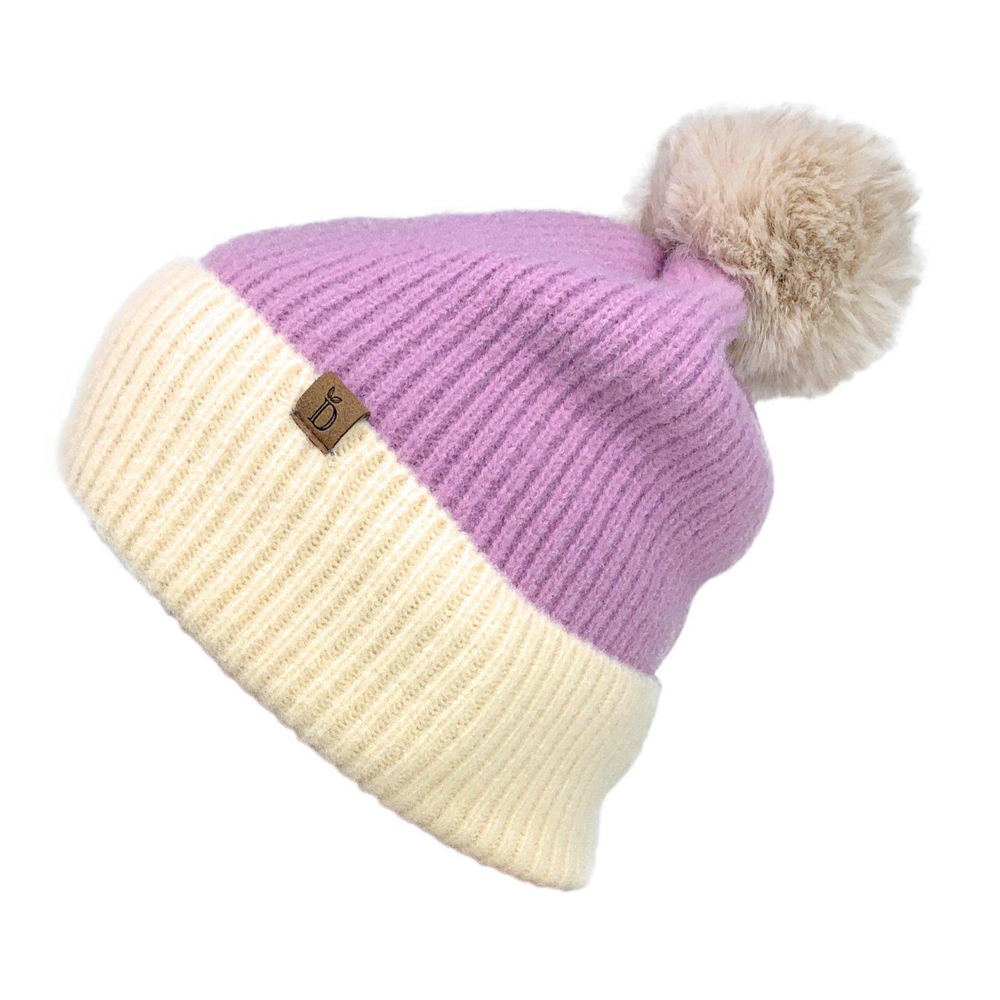 Empire Cove Winter Ribbed Knit Beanie with Faux Fur Pom Pom Hats Gifts for Her-Blue-