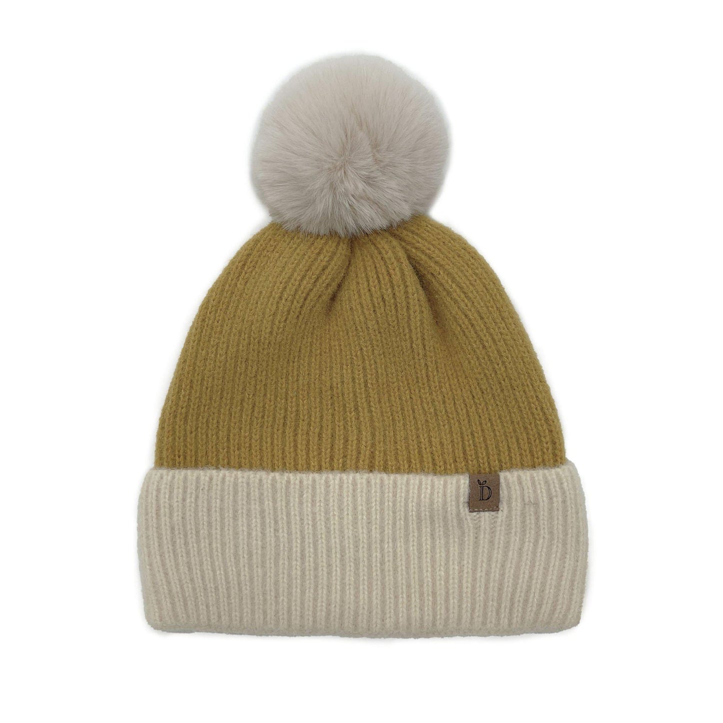 Empire Cove Winter Ribbed Knit Beanie with Faux Fur Pom Pom Hats Gifts for Her-Blue-