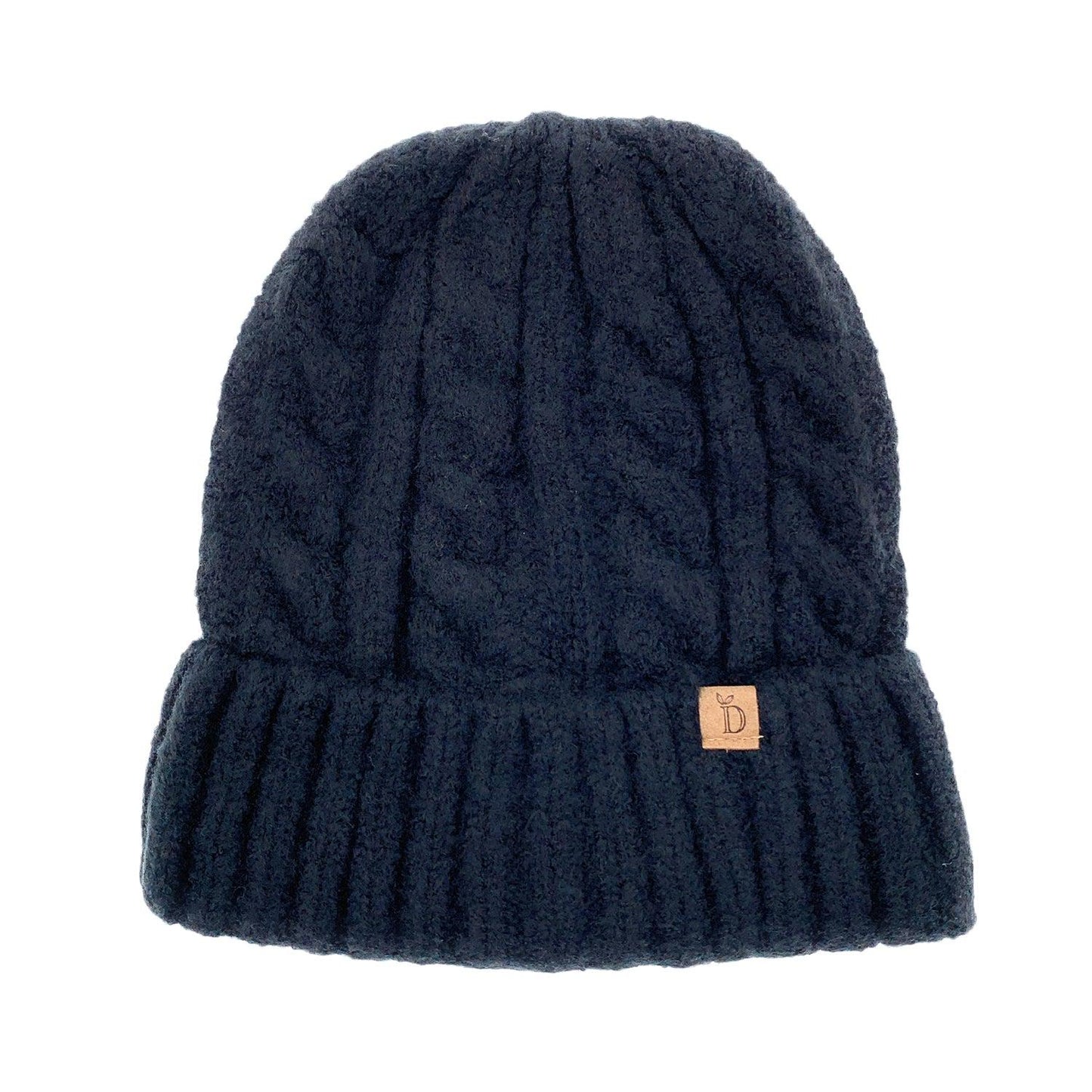 Empire Cove Winter Cable Knit Cuff Beanie-Black-