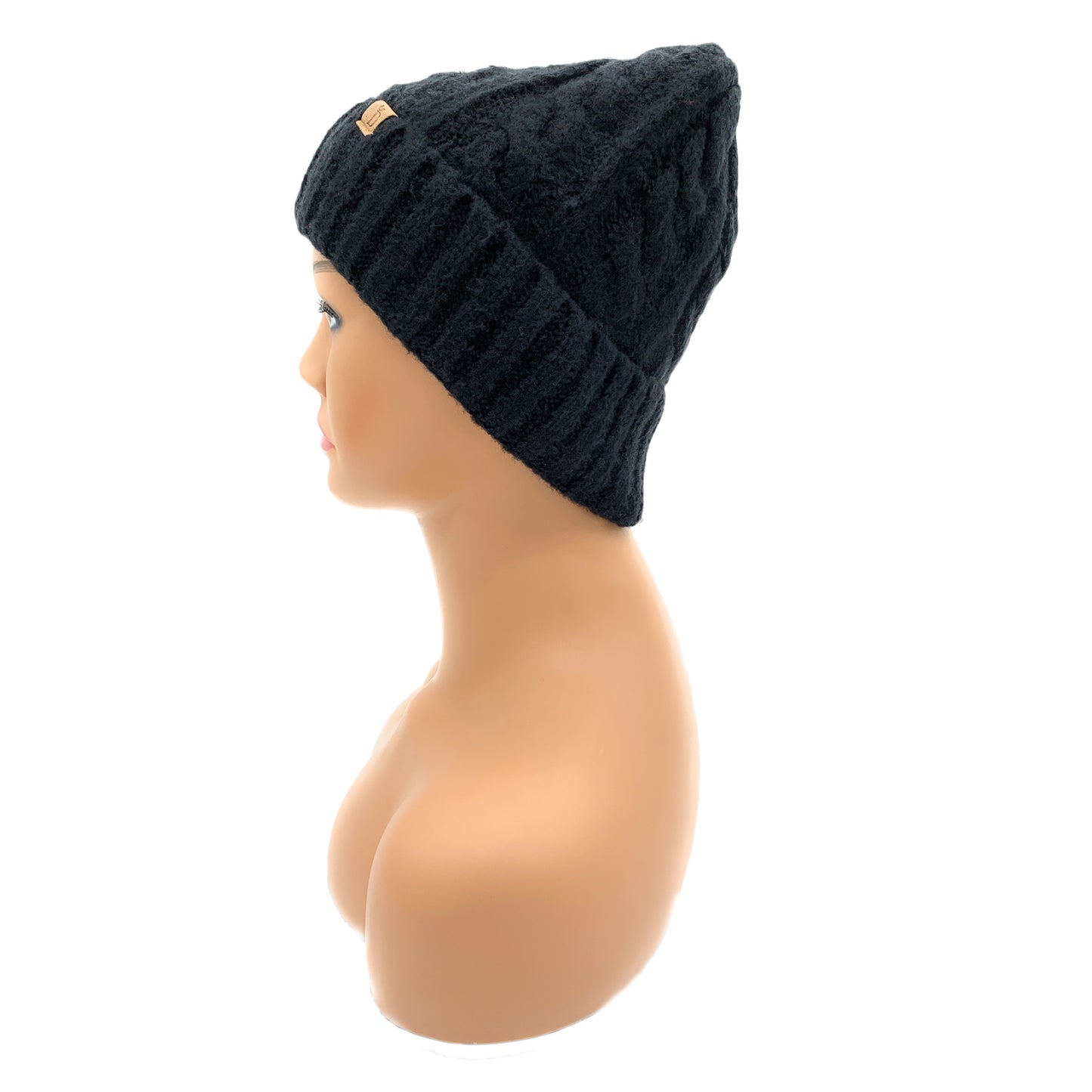 Empire Cove Winter Cable Knit Cuff Beanie-Black-