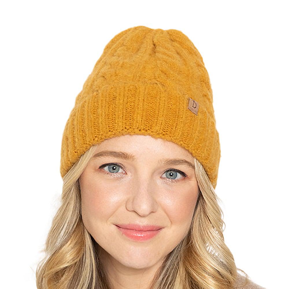 Empire Cove Winter Cable Knit Cuff Beanie-Mustard-