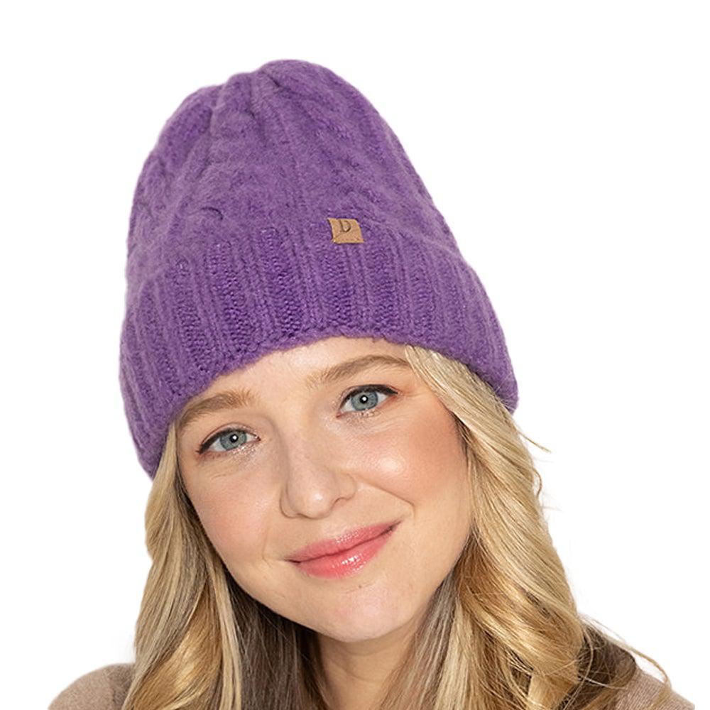 Empire Cove Winter Cable Knit Cuff Beanie-Black-