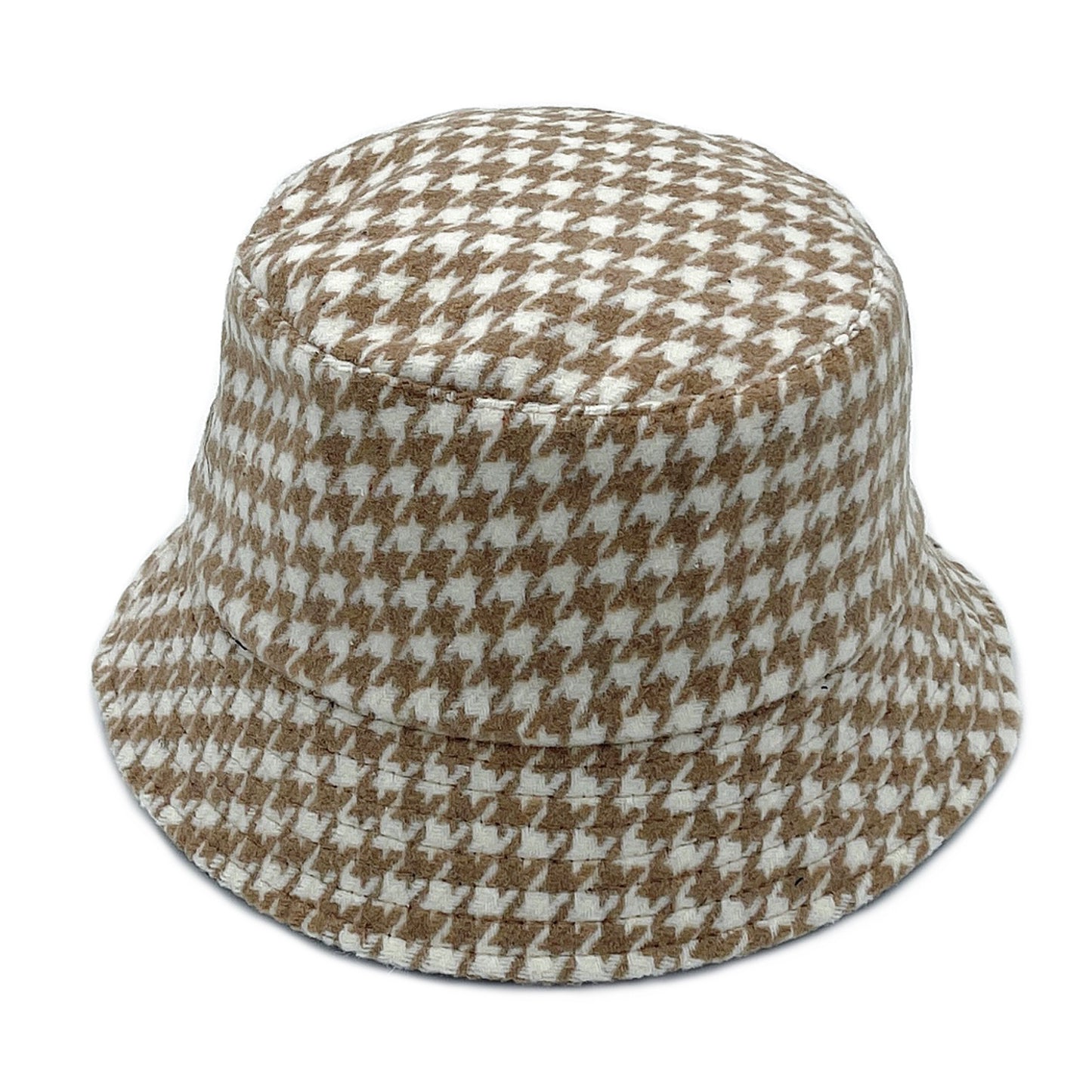 Empire Cove Womens Houndstooth Print Bucket Hat Fishermans-Beige-