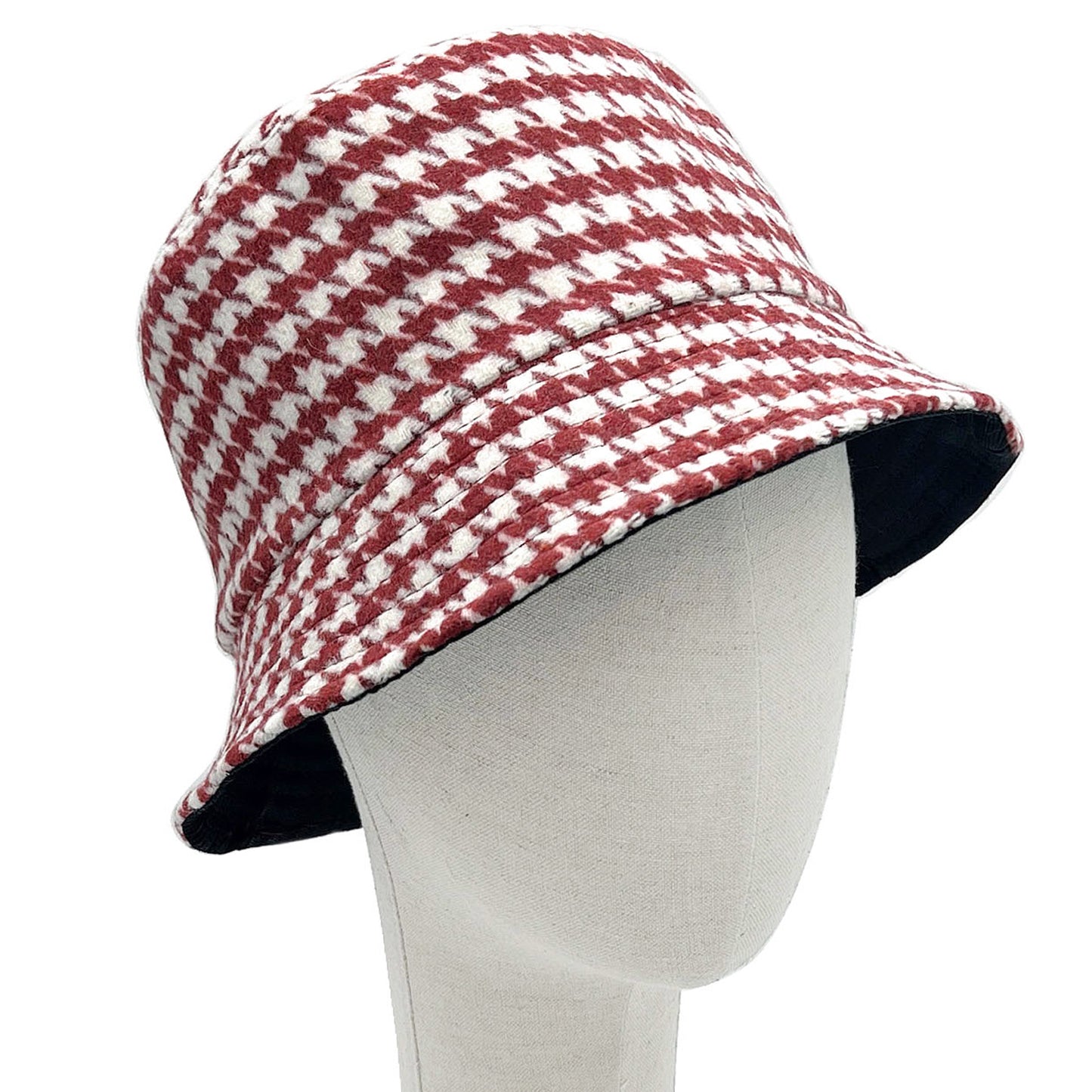 Empire Cove Womens Houndstooth Print Bucket Hat Fishermans-Beige-