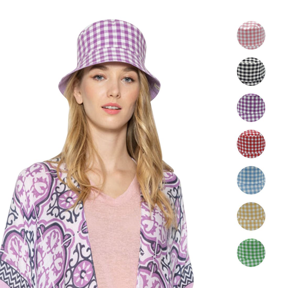 Empire Cove Checkered Tile Bucket Hat Reversible Fisherman Cap Women Men-Black-