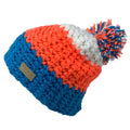 Empire Cove Winter Tri-Color Knit Beanie with Pom Pom-Blue-