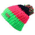 Empire Cove Winter Tri-Color Knit Beanie with Pom Pom-Lime-