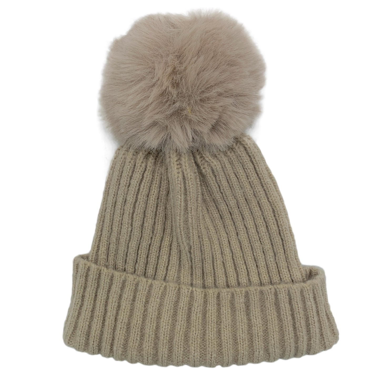 Empire Cove Winter Kids Boys Girls Cable Knit Cuff Beanie with Pom Pom-Beige-