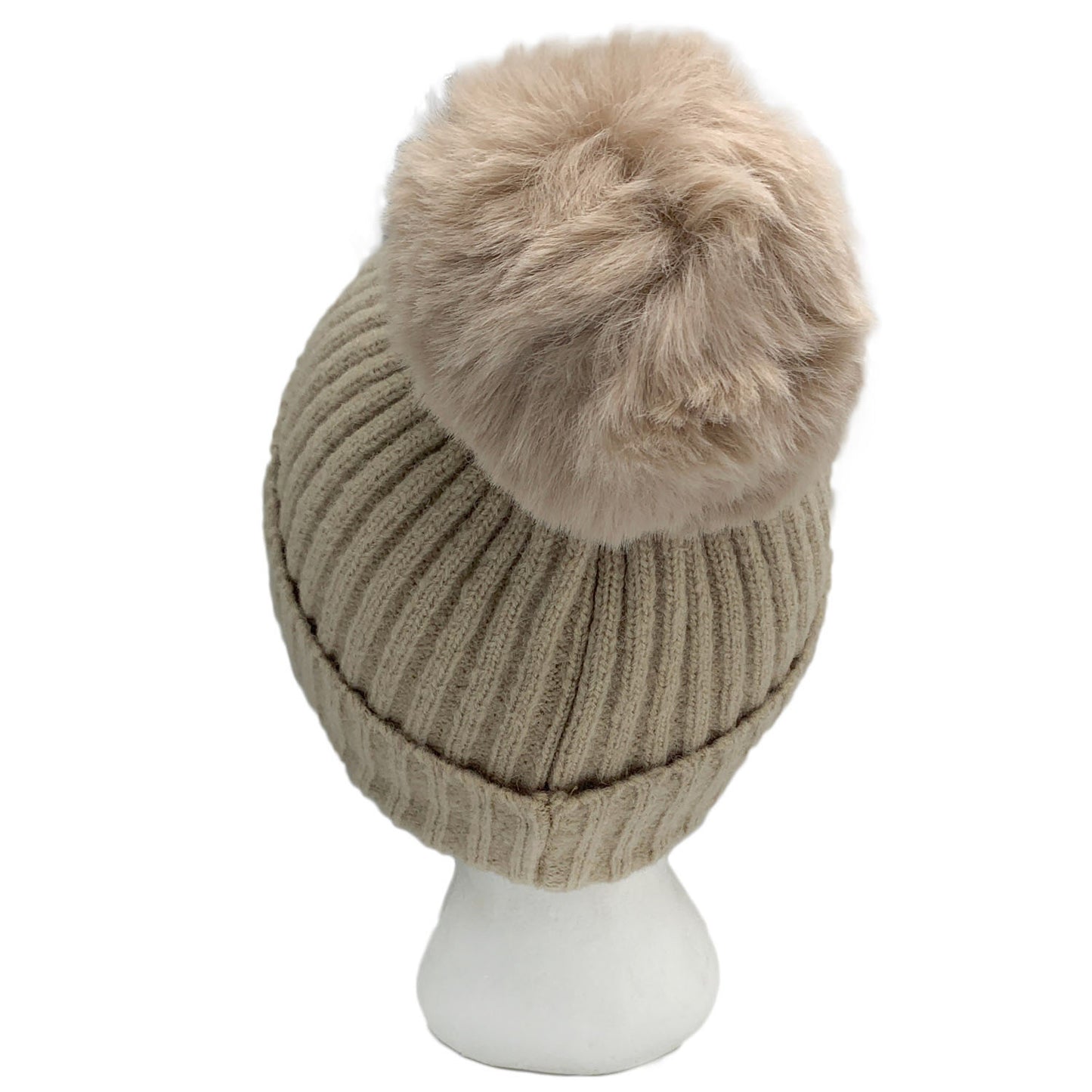 Empire Cove Winter Kids Boys Girls Cable Knit Cuff Beanie with Pom Pom-Beige-