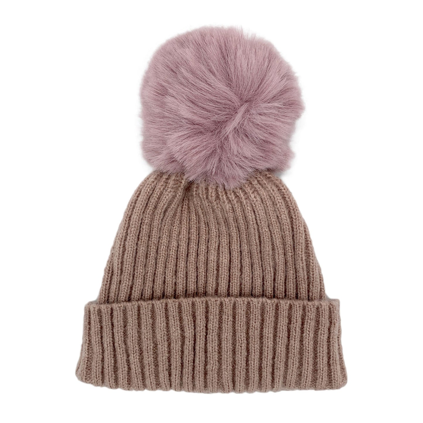 Empire Cove Winter Kids Boys Girls Cable Knit Cuff Beanie with Pom Pom-Beige-
