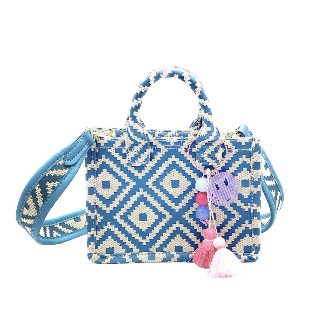 Empire Cove Stylish Mini Tote Bags with Tassels Purse Handbags Satchel Bag-Diamond Blue-