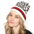 Empire Cove Winter Knit Leopard Striped Beanie-Ivory-