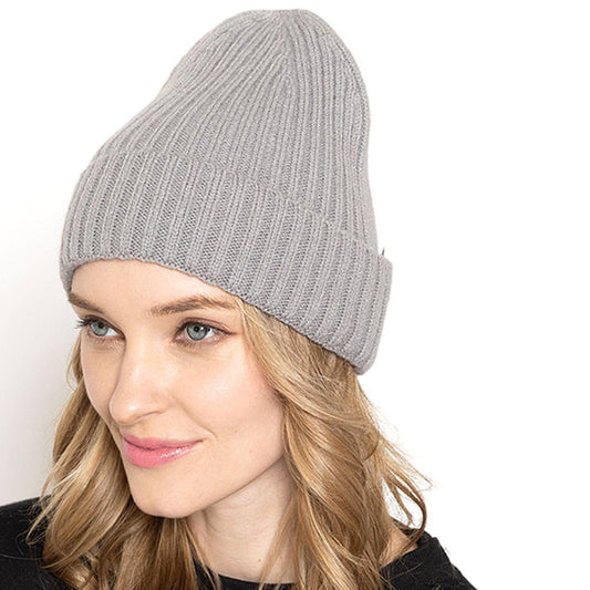Empire Cove Womens Winter Solid Ribbed Knit Cuff Beanie Hat Soft Warm-Grey-