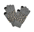 Empire Cove Winter Knit Ribbed Leopard Touch Screen Gloves-Gray-