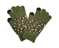 Empire Cove Winter Knit Ribbed Leopard Touch Screen Gloves-Olive-