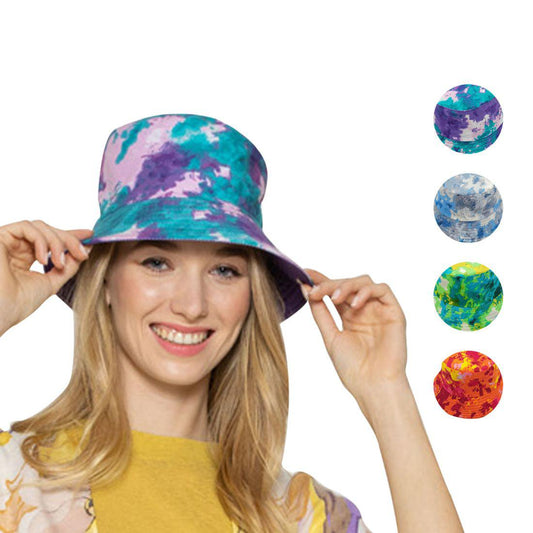 Empire Cove Tie Dye Ice Crumple Bucket Hat Reversible Fisherman Cap Women Men-Purple-