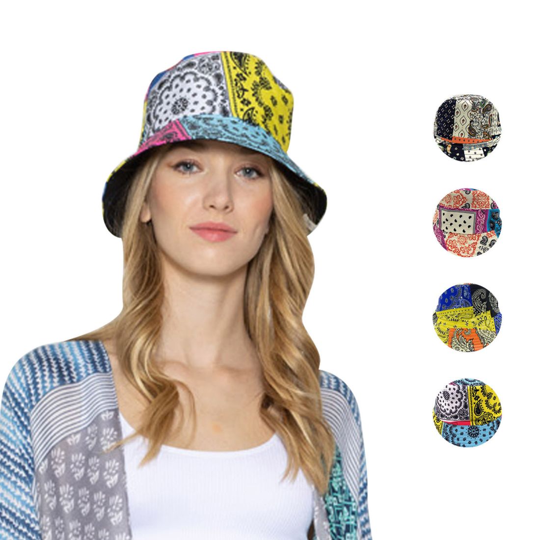 Empire Cove Paisley Bandana Design Bucket Hat Reversible Fisherman Cap Women Men-Mint-