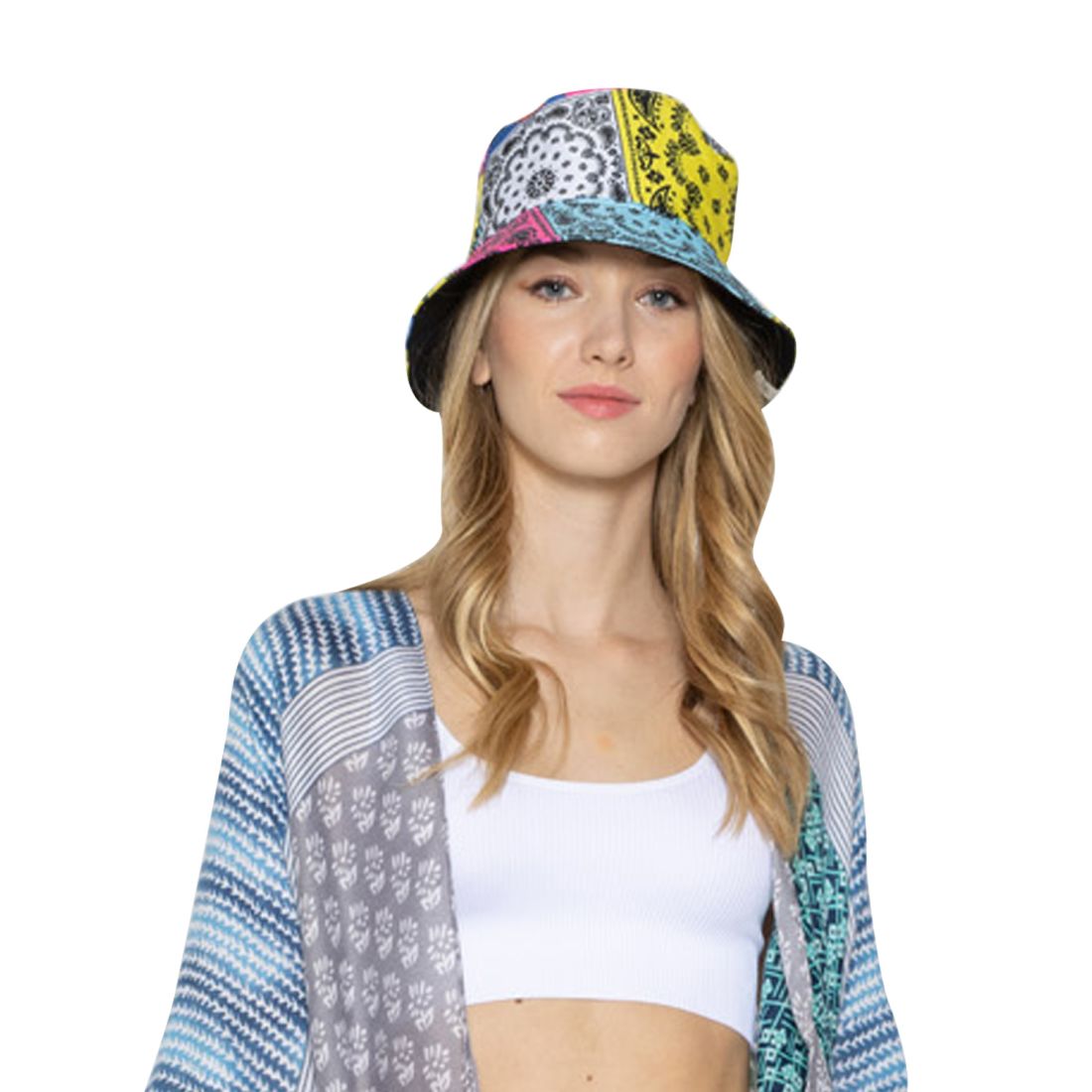 Empire Cove Paisley Bandana Design Bucket Hat Reversible Fisherman Cap Women Men-Mint-