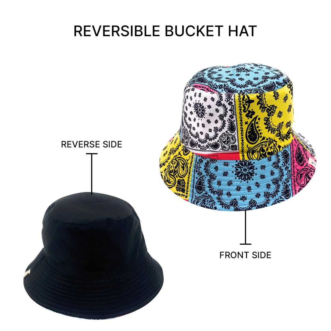 Empire Cove Paisley Bandana Design Bucket Hat Reversible Fisherman Cap Women Men-Mint-