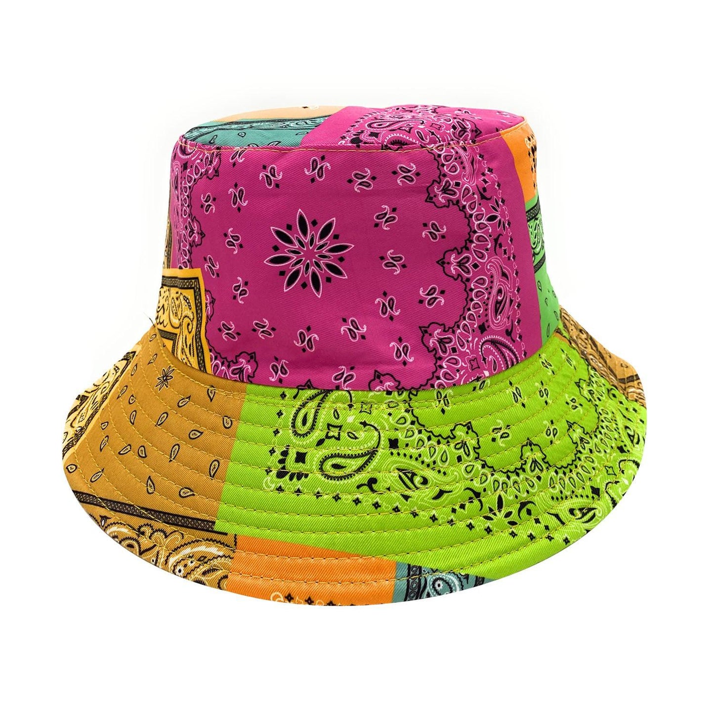 Empire Cove Paisley Bandana Design Bucket Hat Reversible Fisherman Cap Women Men-Green-