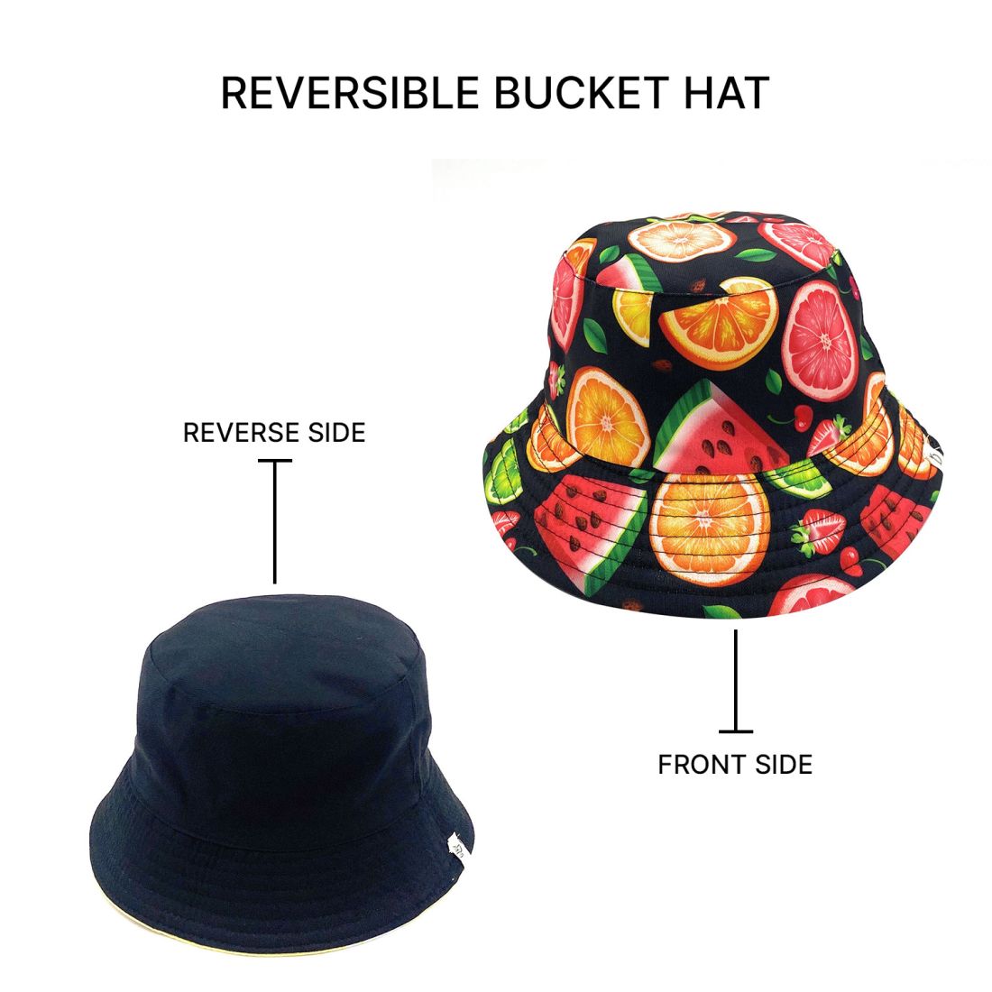 Empire Cove Fruit Print Bucket Hat Reversible Fisherman Cap Women Men Summer-Watermelon Green-