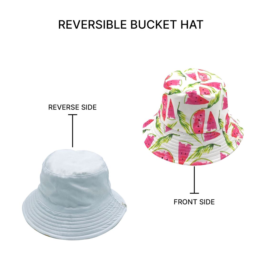 Empire Cove Fruit Print Bucket Hat Reversible Fisherman Cap Women Men Summer-Watermelon Green-