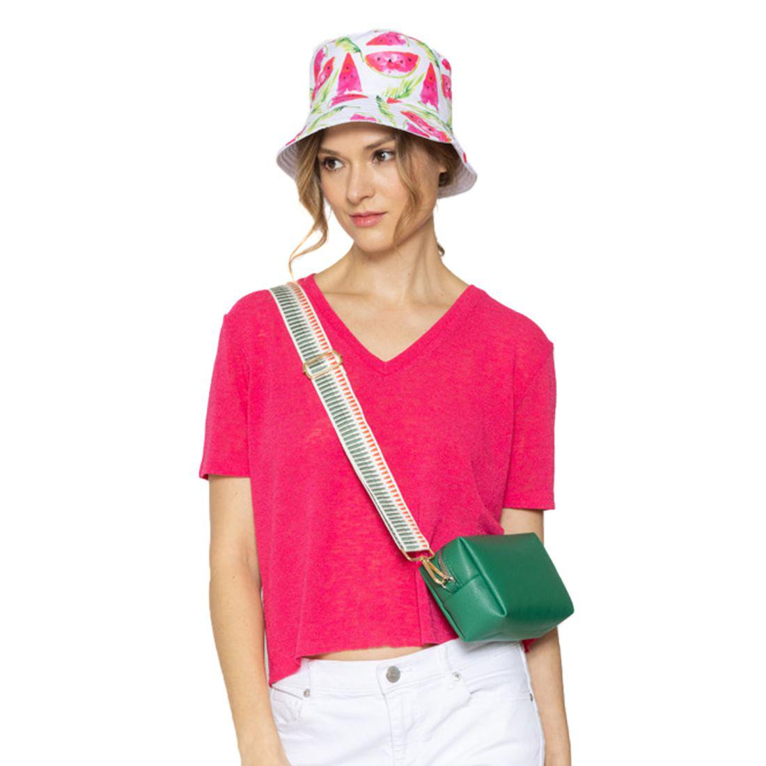 Empire Cove Fruit Print Bucket Hat Reversible Fisherman Cap Women Men Summer-Watermelon Green-