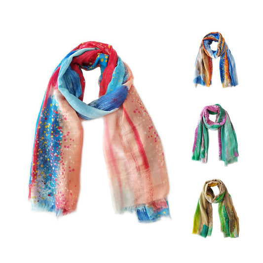 Empire Cove Womens Scarf Scarves Shawl Wraps Brush Stroke Print Sarong Cover Ups-Coral-