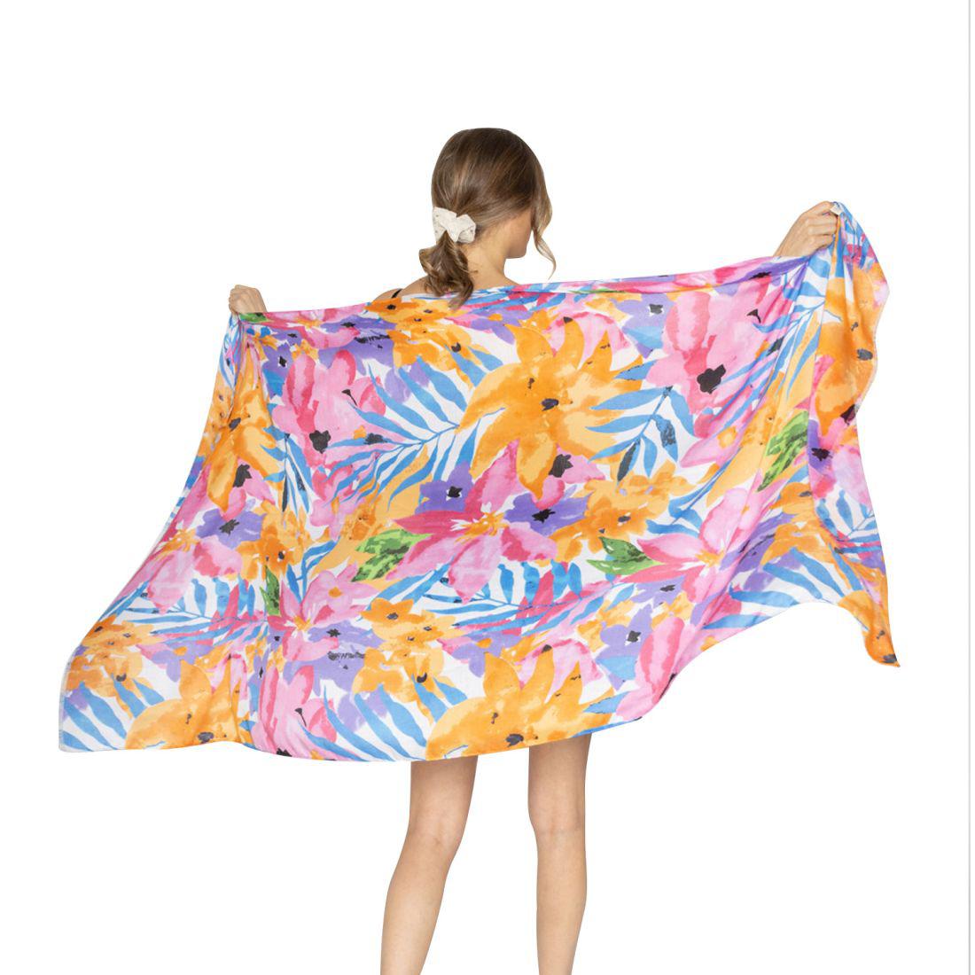 Empire Cove Womens Scarf Scarves Wraps Watercolor Floral Sarong Beach Cover Ups-Turquoise-