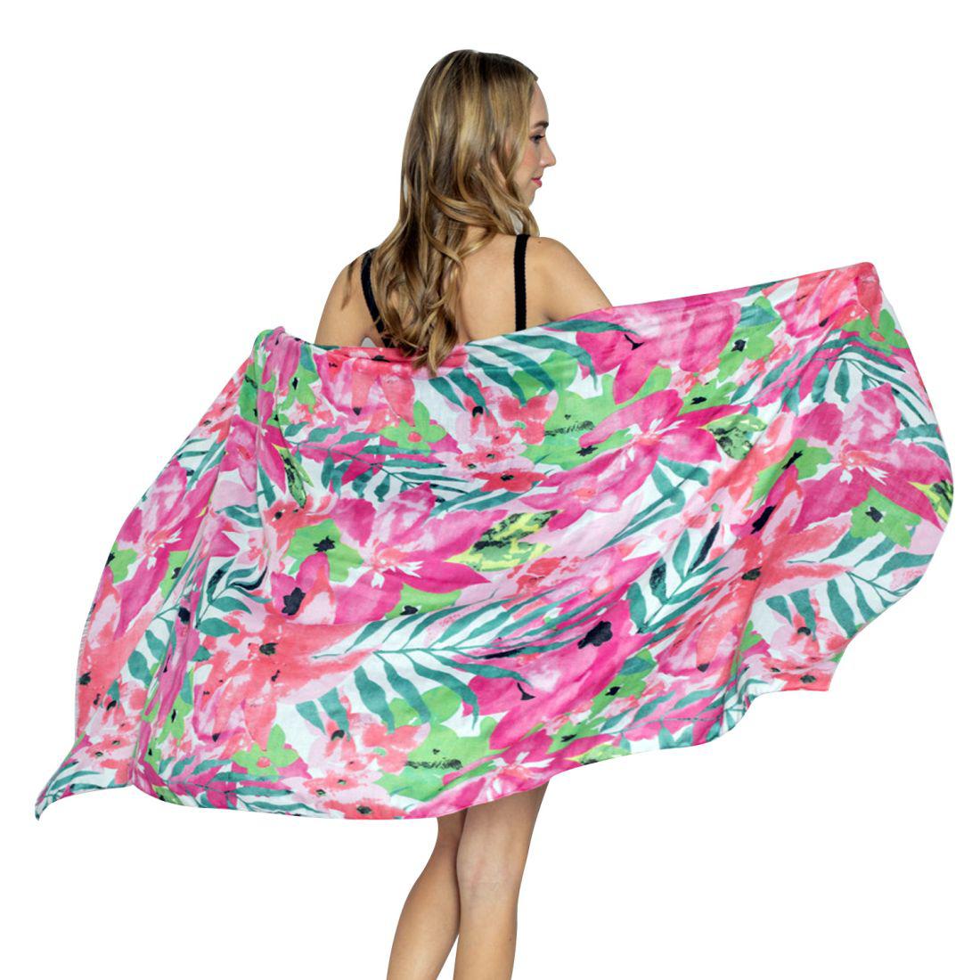 Empire Cove Womens Scarf Scarves Wraps Watercolor Floral Sarong Beach Cover Ups-Turquoise-