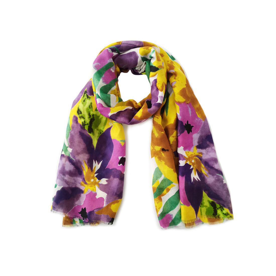 Empire Cove Womens Scarf Scarves Wraps Watercolor Floral Sarong Beach Cover Ups-Purple-