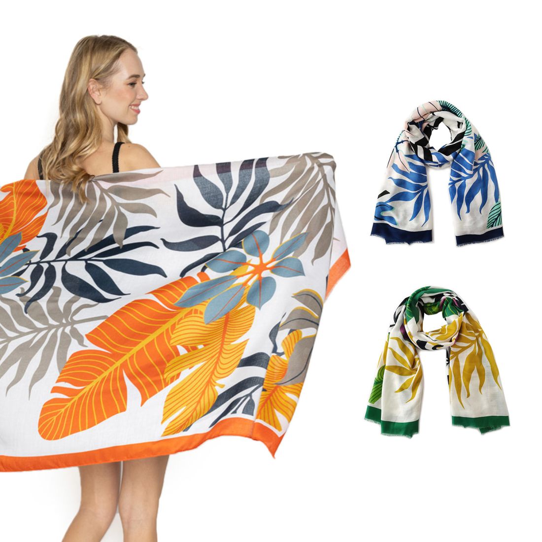 Empire Cove Womens Scarf Scarves Wraps Tropical Palm Trees Sarong Beach Cover Ups-Orange-