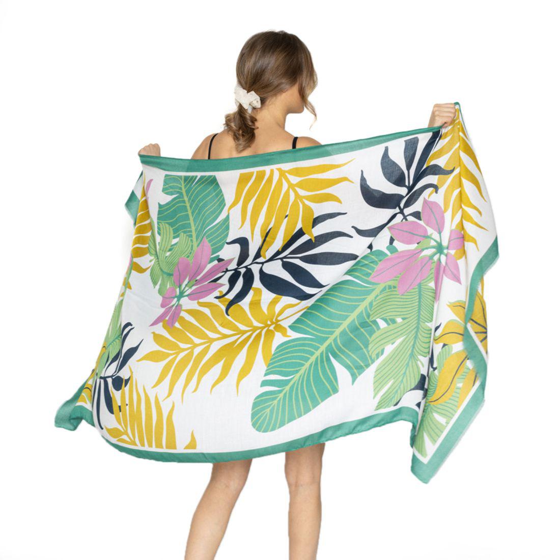 Empire Cove Womens Scarf Scarves Wraps Tropical Palm Trees Sarong Beach Cover Ups-Orange-