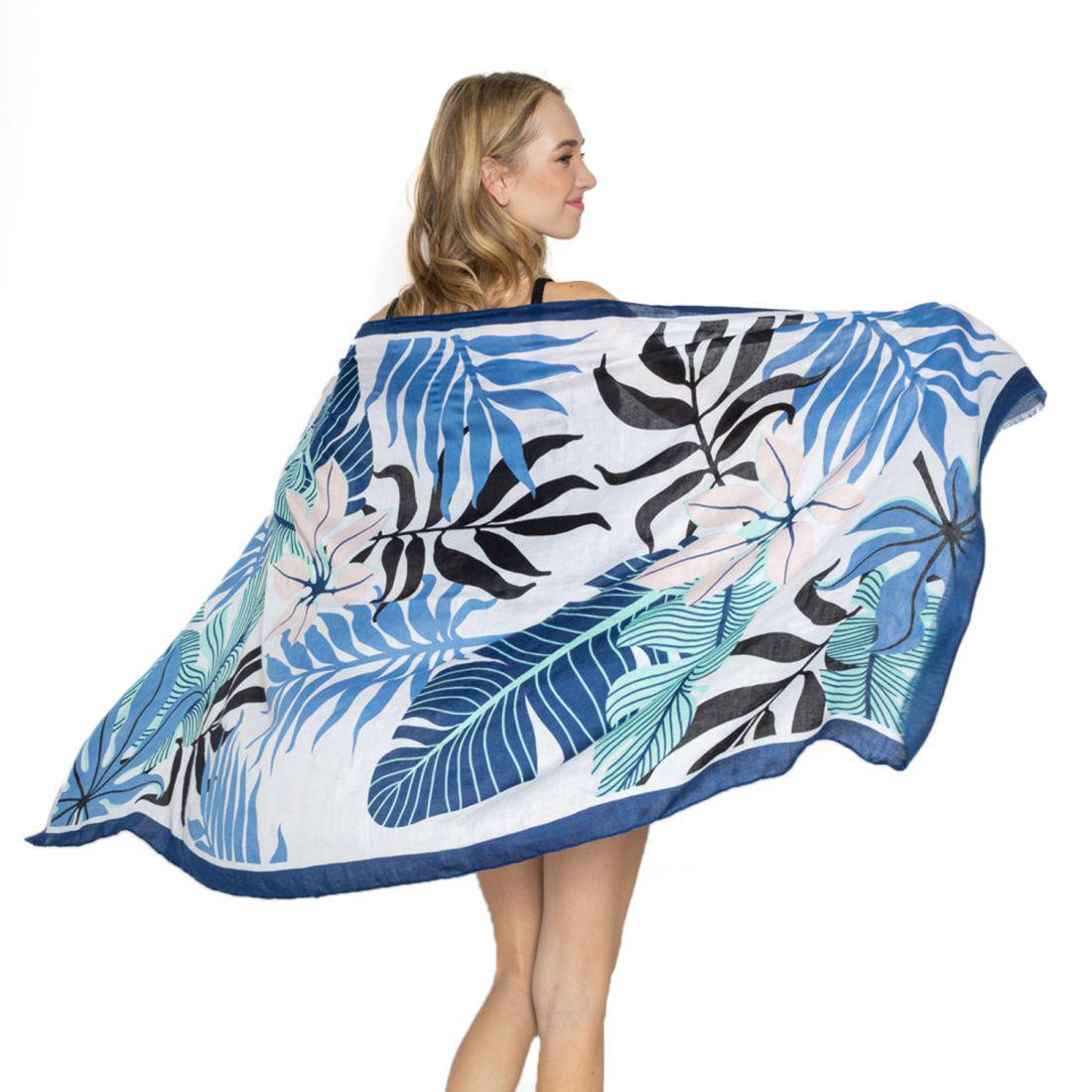 Empire Cove Womens Scarf Scarves Wraps Tropical Palm Trees Sarong Beach Cover Ups-Orange-
