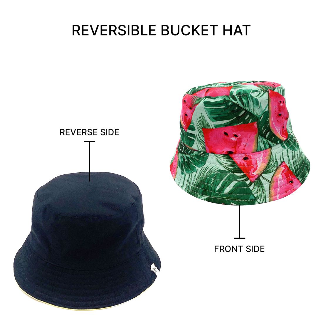 Empire Cove Fruit Print Bucket Hat Reversible Fisherman Cap Women Men Summer-Watermelon Green-