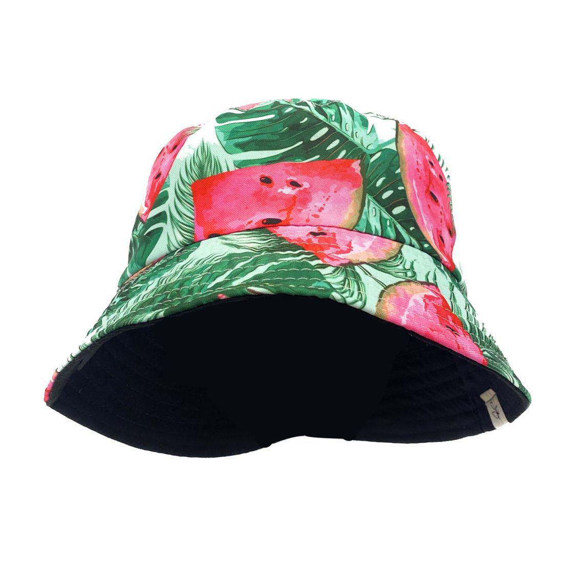 Empire Cove Fruit Print Bucket Hat Reversible Fisherman Cap Women Men Summer-Watermelon Green-