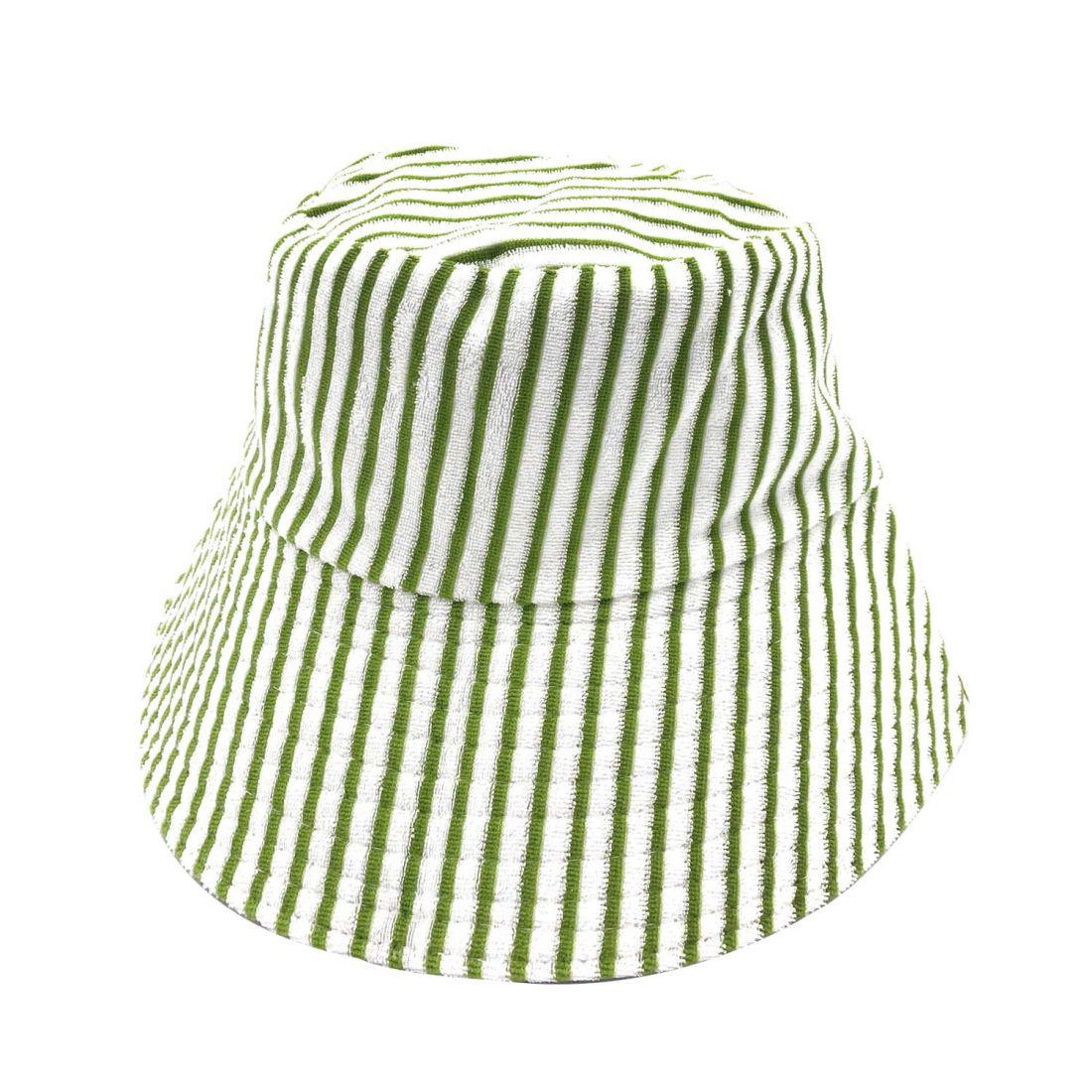 Empire Cove Stripe Terry Cloth Bucket Hat Fisherman Cap Women Men Summer Sun Hat-Green-