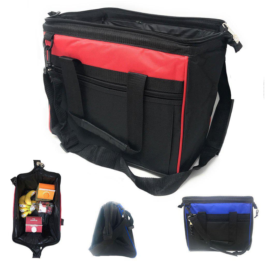 Big Large Cooler Lunch Box Bag Wide Mouth Straps Picnic Beer Drink Water 14inch-RED / BLACK-