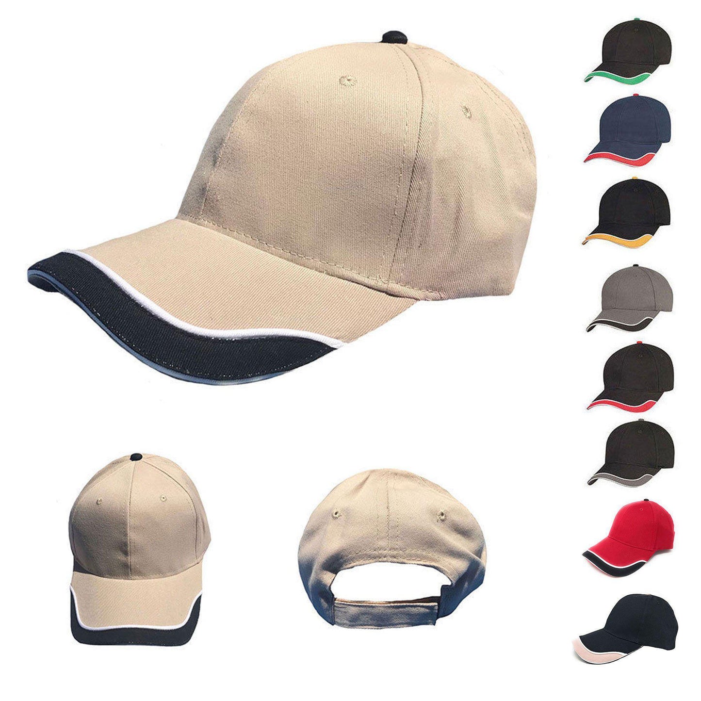 1 Dozen Low Crown Racing Baseball Hats Caps U-Cap Sandwich Cotton Wholesale Bulk-