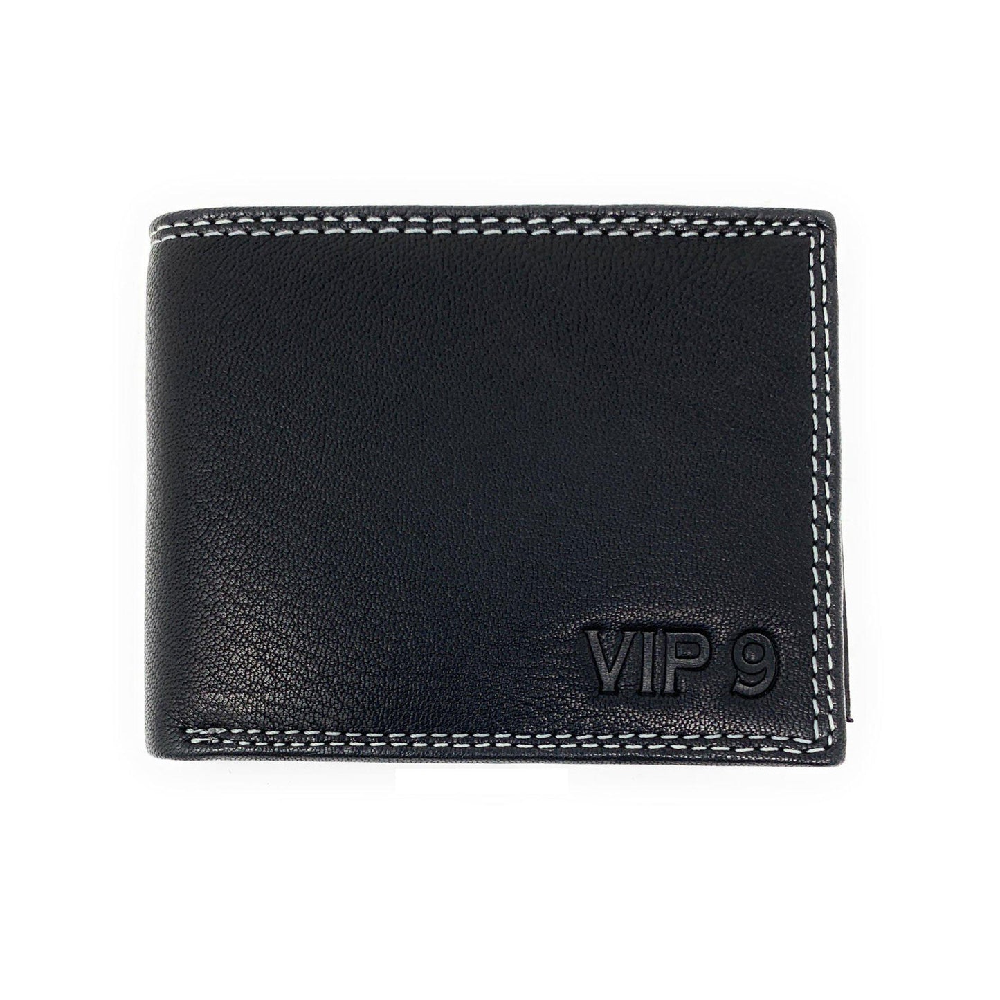 Empire Cove VIP Classic Genuine Leather Slim Bifold Wallets Side Flip ID Compartment-Black-