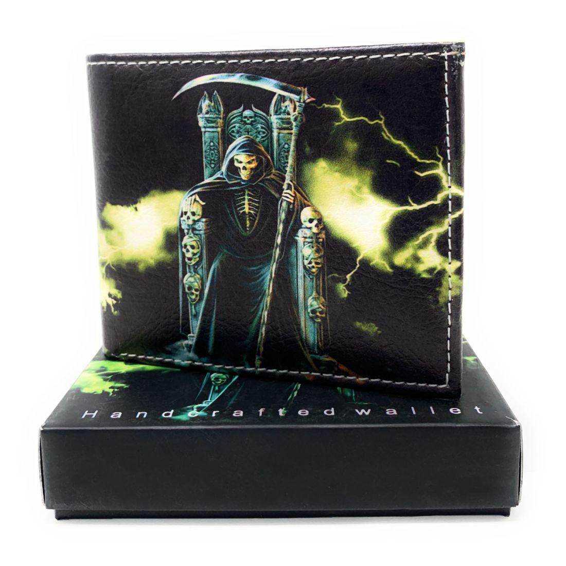Gothic Skull Grim Reaper Bifold Wallets In Gift Box Mens Womens-Grim Reaper-