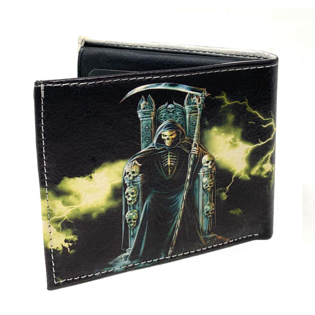 Gothic Skull Grim Reaper Bifold Wallets In Gift Box Mens Womens-White Skull-