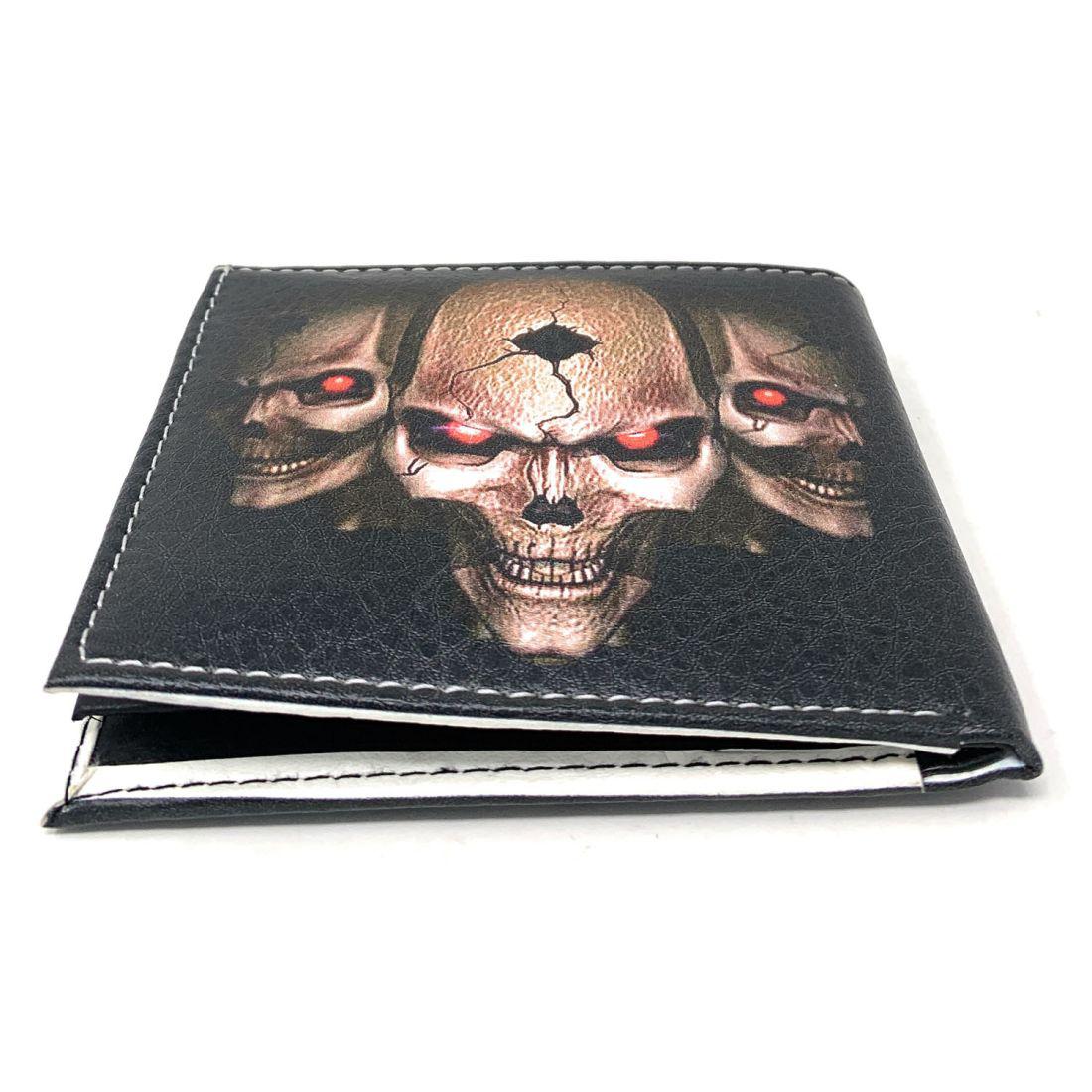 Gothic Skull Grim Reaper Bifold Wallets In Gift Box Mens Womens-White Skull-