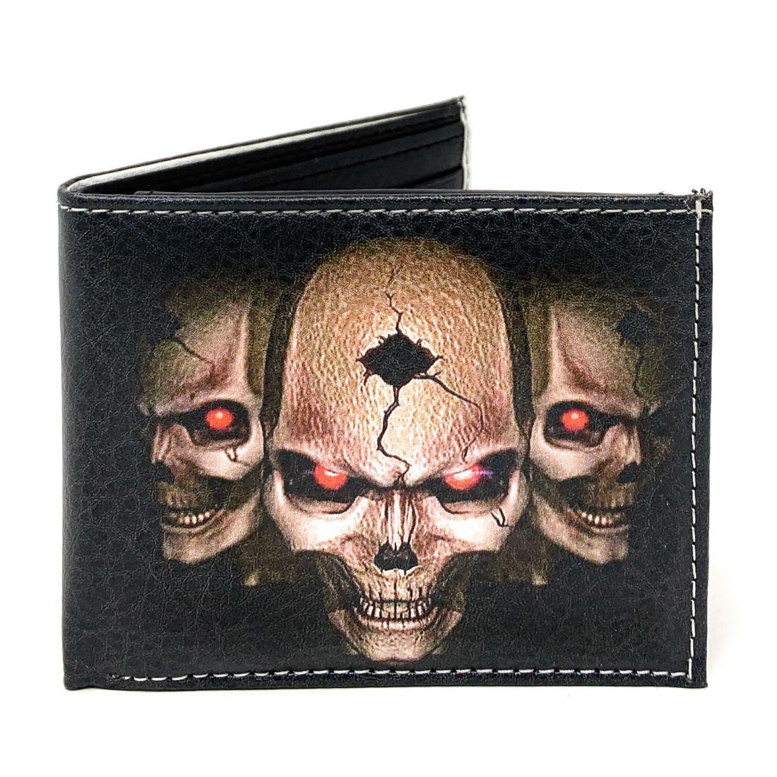 Gothic Skull Grim Reaper Bifold Wallets In Gift Box Mens Womens-White Skull-