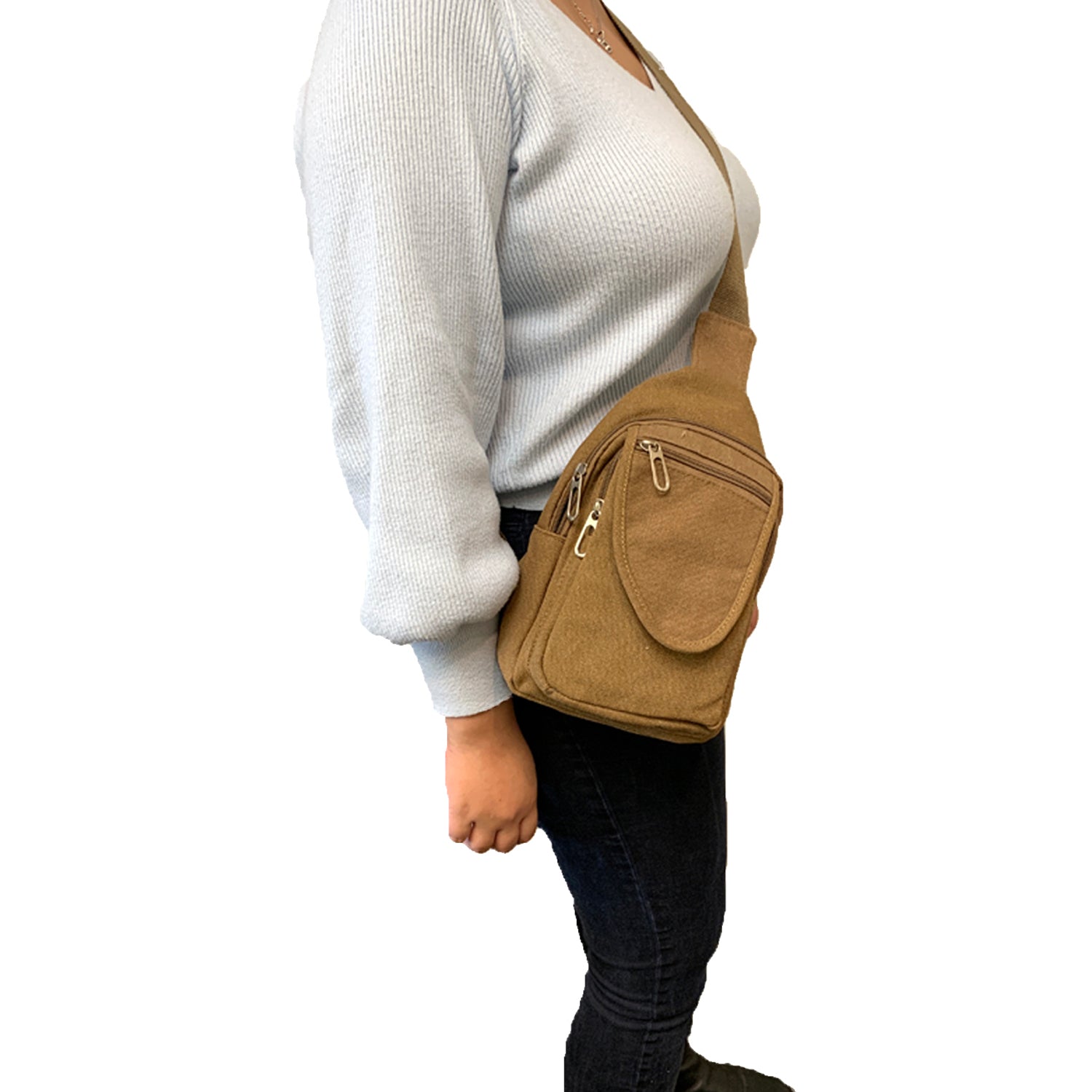 Empire Cove Canvas Cotton Crossbody Sling Bag Backpack Chest Shoulder Bag-Black-