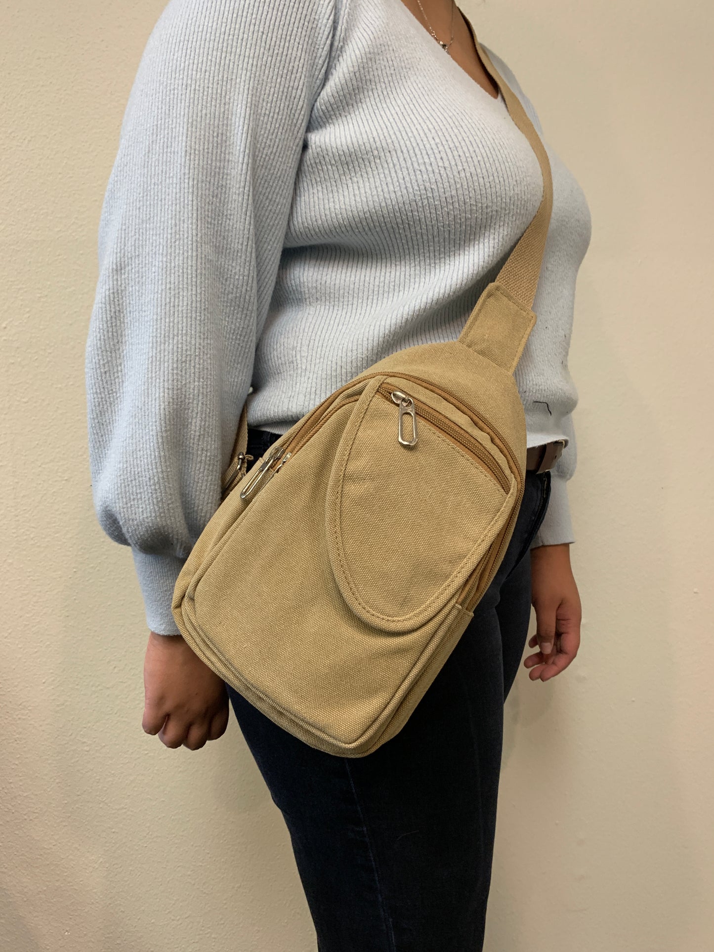 Empire Cove Canvas Cotton Crossbody Sling Bag Backpack Chest Shoulder Bag-Black-