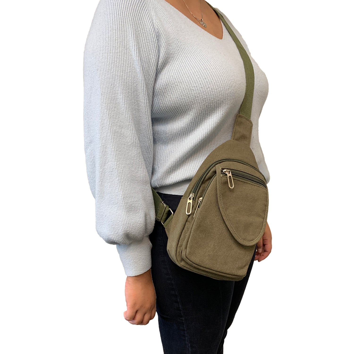 Empire Cove Canvas Cotton Crossbody Sling Bag Backpack Chest Shoulder Bag-Black-