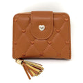 Empire Cove Womens Bifold Quilted Heart Rhinestone Wallets Ladies Teens-Light Brown-
