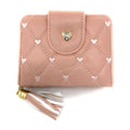 Empire Cove Womens Bifold Quilted Heart Rhinestone Wallets Ladies Teens-Pink-